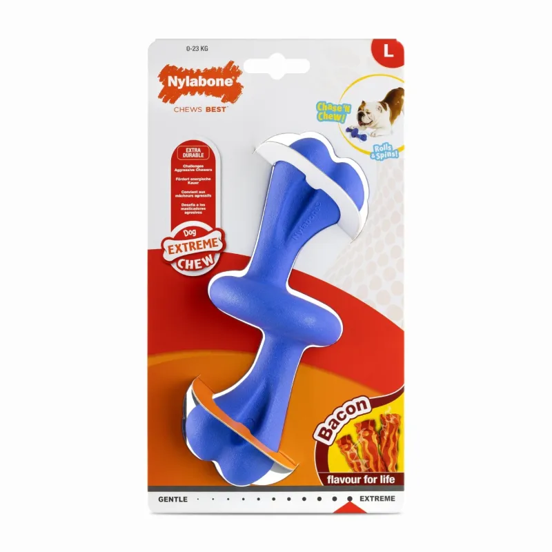 Nylabone Extreme Chew Rolling – kõva ja veerev peekonimaitseline närimismänguasi