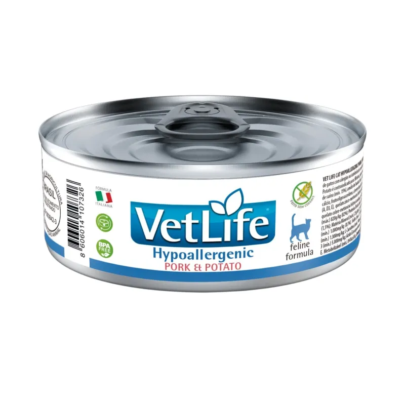Farmina Siga ja Kartul hüpoallergeenne konserv kassile VetLife Feline Hypoallergenic Pork & Potato