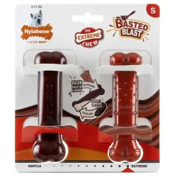 Nylabone väikesele koerale kahemaitseline kont (peekon ja steik) Power Chew Basted Bone 2 tk