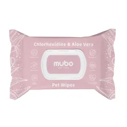 Mubo õrnalt puhastavad salvrätikud Chlorhexidine & Aloe Vera Pet Wipes