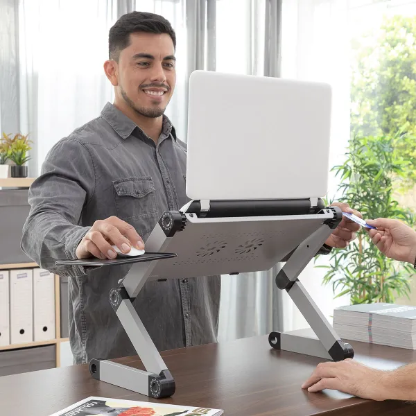 Adjustable Multi-position Laptop Table Omnible Iceberg V0103206 Aluminium (Refurbished A)