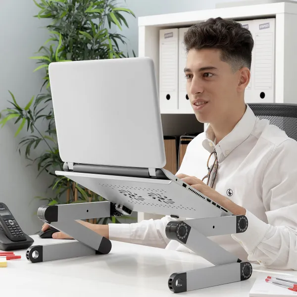 Adjustable Multi-position Laptop Table Omnible Iceberg V0103206 Aluminium (Refurbished A)