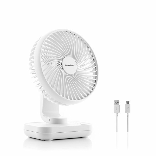 Перезаряжаемый настольный вентилятор InnovaGoods Белый 3600 mAh / 13,3 W Ø5,4'' (Пересмотрено C)