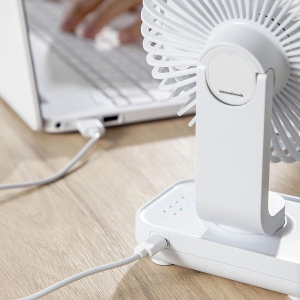 Перезаряжаемый настольный вентилятор InnovaGoods Белый 3600 mAh / 13,3 W Ø5,4'' (Пересмотрено C)