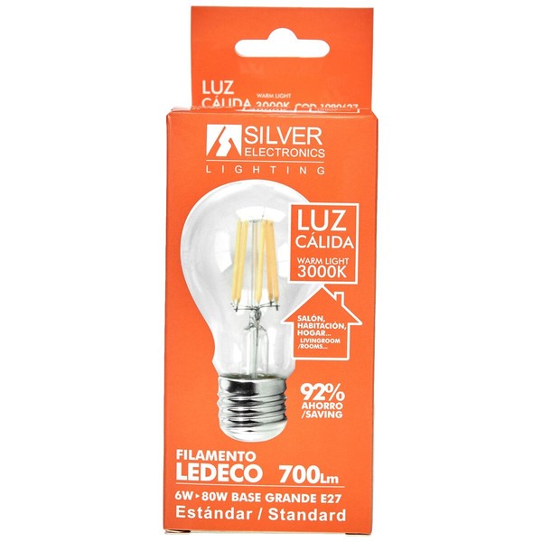 Pyöreä LED-polttimo Silver Electronics 1980627 E27 6W 3000K A++ (Lämmin valo)