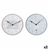 Настенное часы DKD Home Decor Синий Розовый Деревянный Металл Пластик Деревянный MDF Детский Птица 24 x 3 x 24 cm (2 штук)