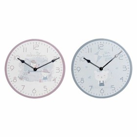 Настенное часы DKD Home Decor Синий Розовый Деревянный Металл Пластик Деревянный MDF Детский Птица 24 x 3 x 24 cm (2 штук)