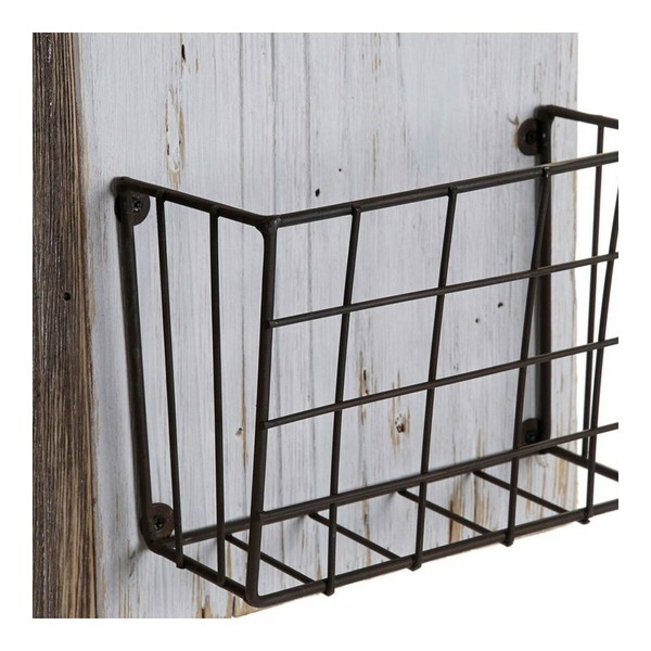 Žurnālu plaukts DKD Home Decor Balts Brūns Metāls Paulovnijas koks (57 x 10 x 40 cm)
