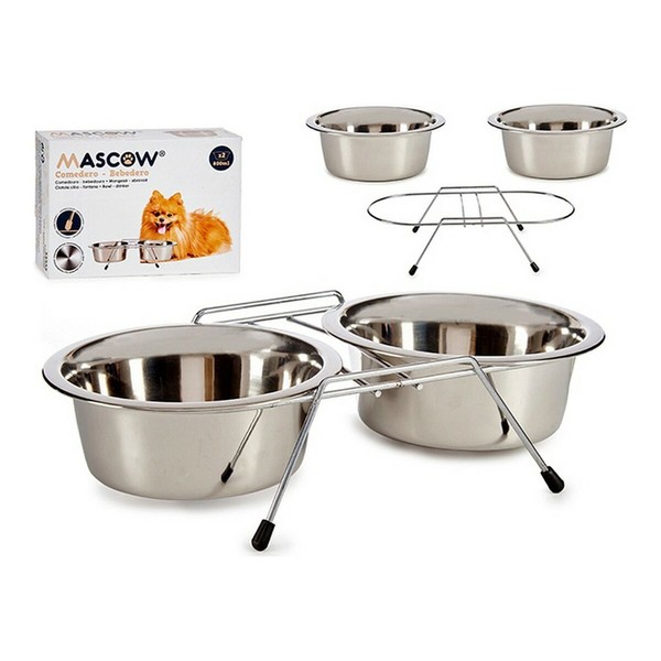 Gyvūnų maisto dėžė Mascow Sidabras Nerūdijantis plienas 800 ml 16,3 x 8 x 34,5 cm 35 x 18,5 x 9 cm 17 x 6 x 34 cm Dvigubas