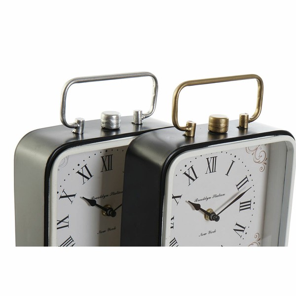 Table clock DKD Home Decor Blue White Black (2 Units)