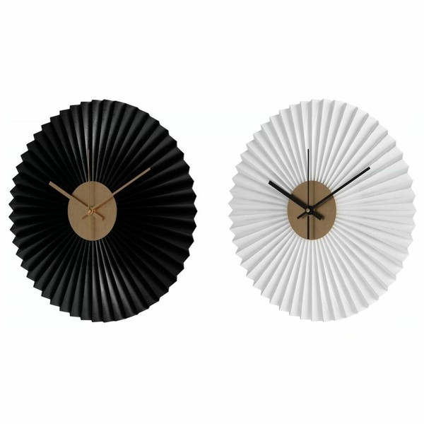 Seinäkello DKD Home Decor Valkoinen Musta Valkoinen/Musta Rauta Muovinen Moderni 30 x 4 x 30 cm (2 osaa)