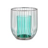 Candleholder Gift Decor Blue Silver Metal Glass 15 x 17 x 15 cm Cage
