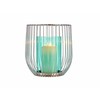 Candleholder Gift Decor Blue Silver Metal Glass 15 x 17 x 15 cm Cage