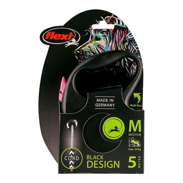 Koiran talutushihna Flexi BLACK DESIGN 5 m Pinkki XS-koko