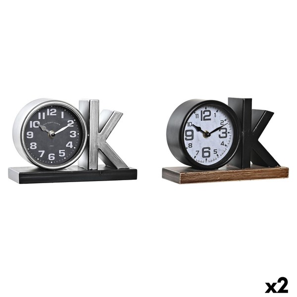 Настольные часы DKD Home Decor Чёрный Серебристый (2 штук)