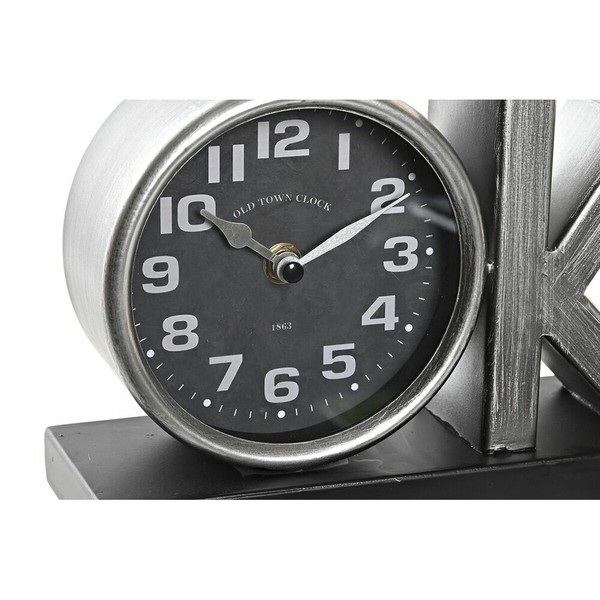 Stalinis laikrodis DKD Home Decor Musta Hopeinen (2 osaa)
