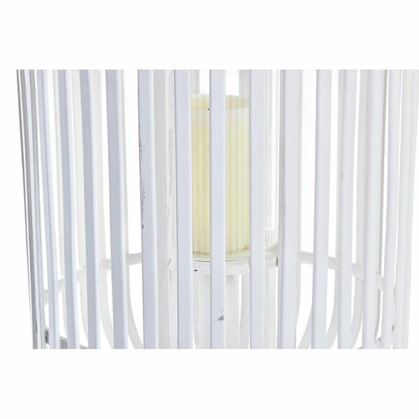 Фонарь DKD Home Decor Stikls Balts Bambuss (28 x 28 x 47 cm)