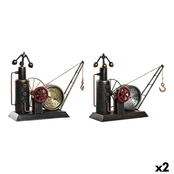 Table clock DKD Home Decor Golden Silver Vintage (2 Units)
