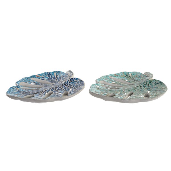 Puošmena DKD Home Decor Mėlyna Žalia Derva Stiklas 45 x 36 x 9 cm 43 x 36 x 9 cm (2 vnt.)