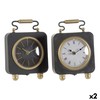 Table clock DKD Home Decor Black Golden Silver (2 Units)