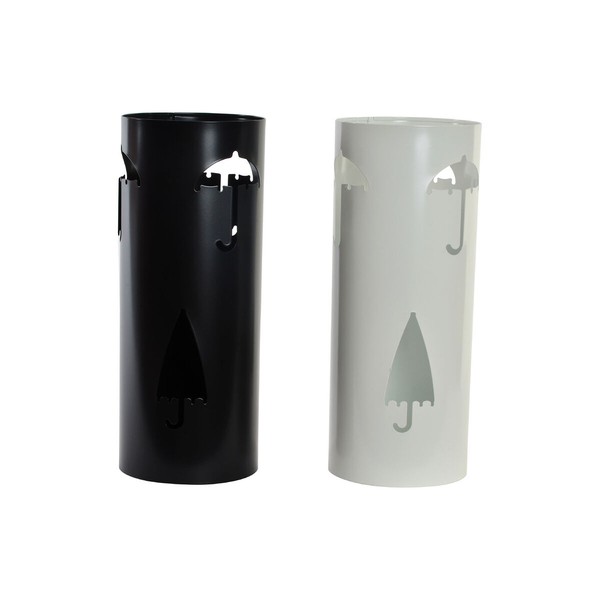 Lietussargu statnis DKD Home Decor 19 x 47 cm Balts Melns Tērauds Lietussargs 19 x 19 x 47 cm (2 gb.)