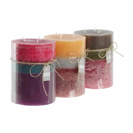 Candle DKD Home Decor Blue Brown Green 14,5 x 14,5 x 20 cm (3 Units)