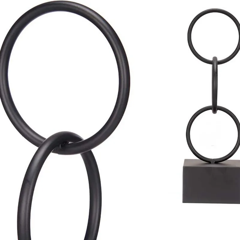 Decorative Figure Gift Decor Black Rings 12,5 x 40,5 x 12,5 cm