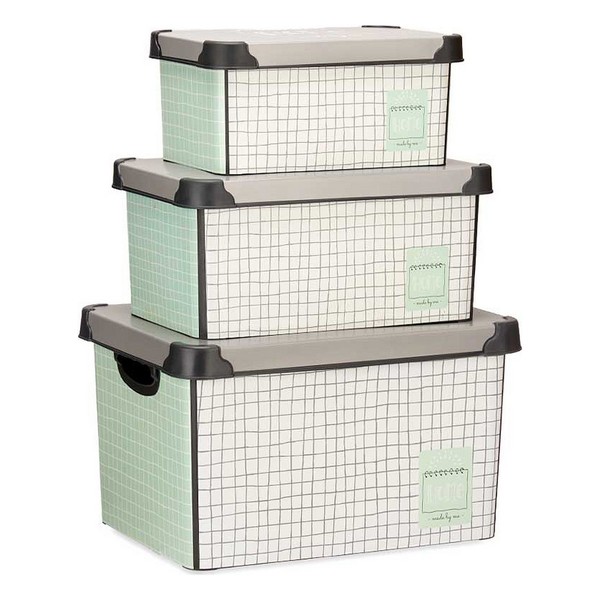 Set of Stackable Organising Boxes Kipit Home Plastic Printed