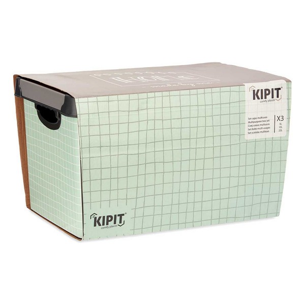 Set of Stackable Organising Boxes Kipit Home Plastic Printed