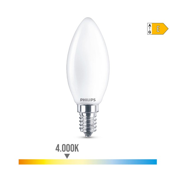 Светодиодная лампочка Philips Вуаль E 6,5 W 60 W E14 806 lm 3,5 x 9,7 cm (4000 K)