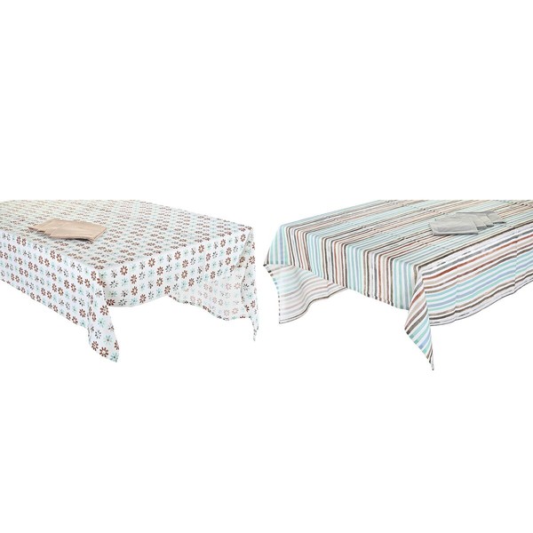 Staltiesė ir servetėlės DKD Home Decor 9 Dalys 2 vnt. 150 x 250 x 0,5 cm Pilka Dangaus mėlynumo
