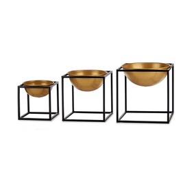 Bļodu komplekts Gift Decor Melns Bronza 23 x 24 x 23 cm Dekors (3 Daudzums) (3 gb.)