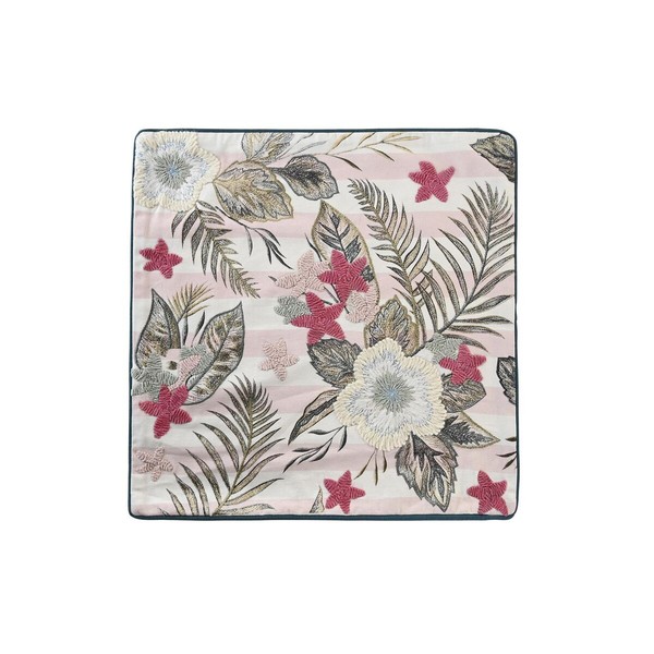 Spilvendrāna DKD Home Decor Rozā Zaļš Tropiskais 50 x 1 x 50 cm