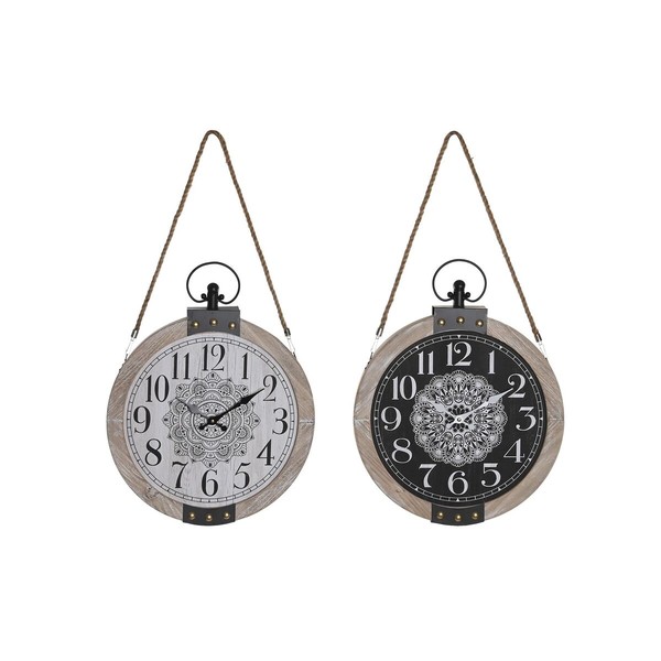 Stalinis laikrodis DKD Home Decor Valkoinen Musta Mandala (2 osaa)