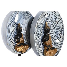 Dekoratīvās figūriņas DKD Home Decor 25 x 6,7 x 25,6 cm Bēšs Zils Buda Austrumniecisks (2 gb.)