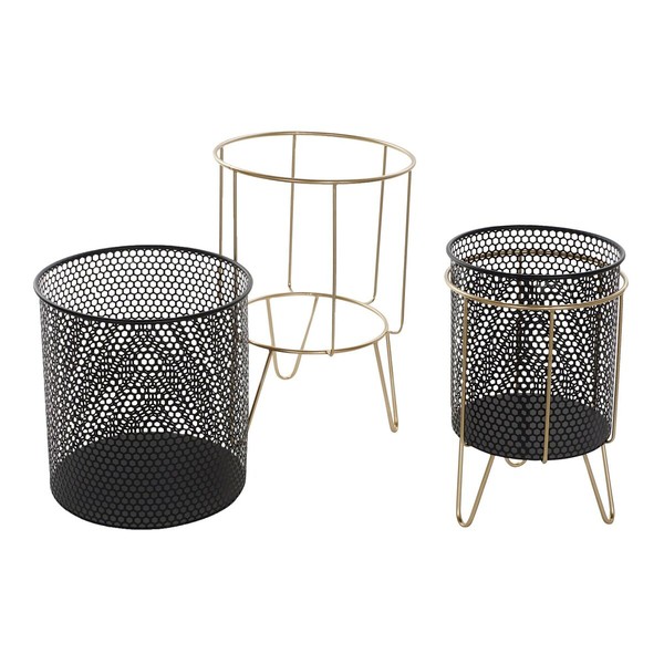 stādītāju komplekts DKD Home Decor Melns Bronza Metāls Loft 36 x 36 x 58 cm