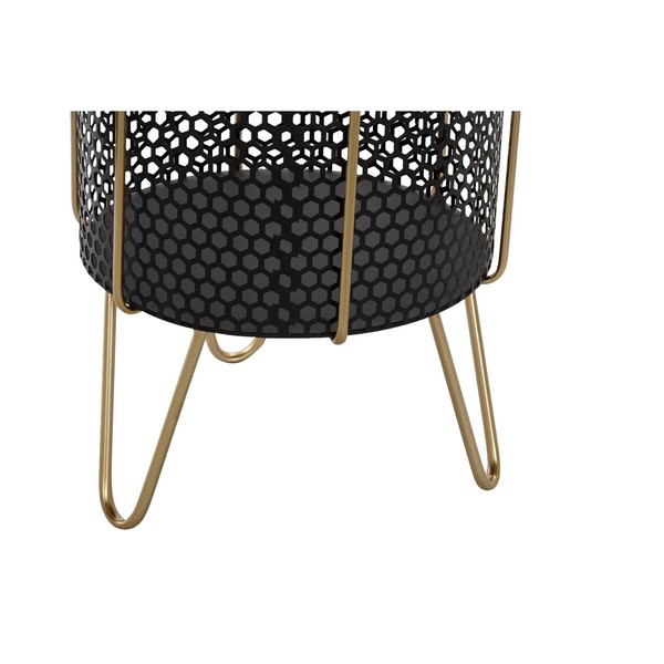 Sodinamųjų komplektas DKD Home Decor Juoda Auksinis Metalinis Loft 36 x 36 x 58 cm