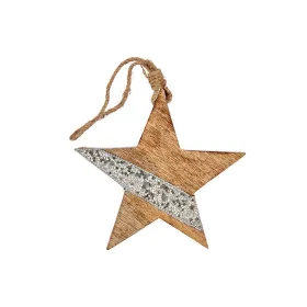 Christmas bauble Krist+ Silver Wood Star 17 x 2,5 x 34 cm