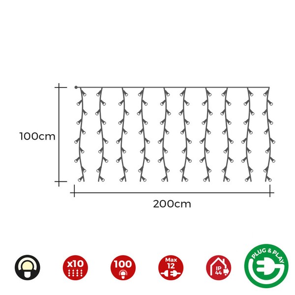LED aizkaru gaismas EDM 71481 Easy-Connect 1,8 W Silta gaisma Silts balts 2 x 1 m Balts Programmējams