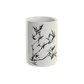 Zobu birstu turētājs DKD Home Decor Balts Melns Kaučuka koks Keramika 7,6 x 7,6 x 11 cm (12 gb.)