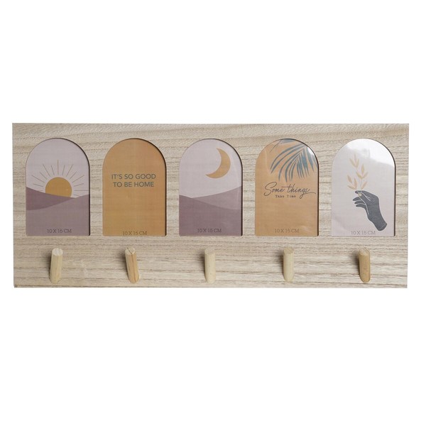 Takkiteline DKD Home Decor 56 x 5 x 23,5 cm Luonnollinen Monivärinen Puu MDF Boho