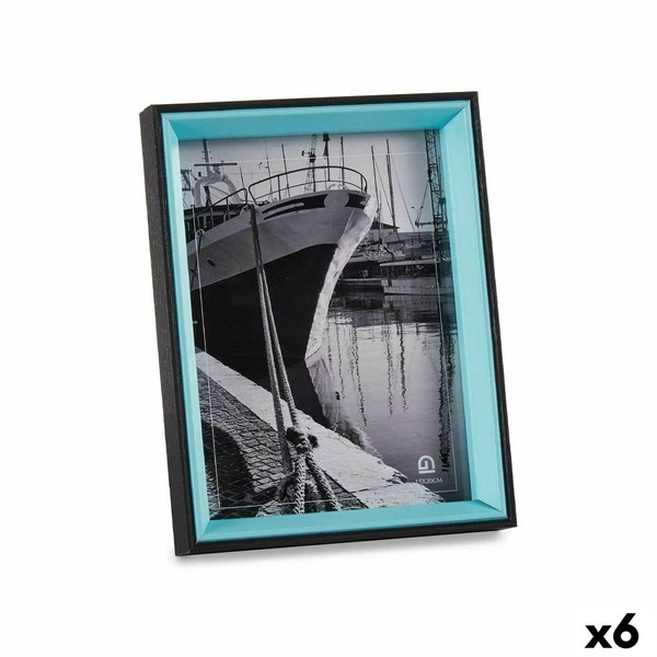 Nuotraukų rėmelis Gift Decor Mėlyna Juoda Stiklas Medžio MDF (6 vnt.)