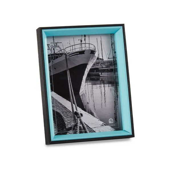 Photo frame Gift Decor Blue Black Crystal MDF Wood (6 Units)