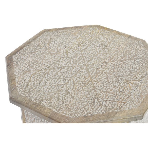 Вспомогательный стол DKD Home Decor 49 x 49 x 53,5 cm Коричневый Белый Древесина манго