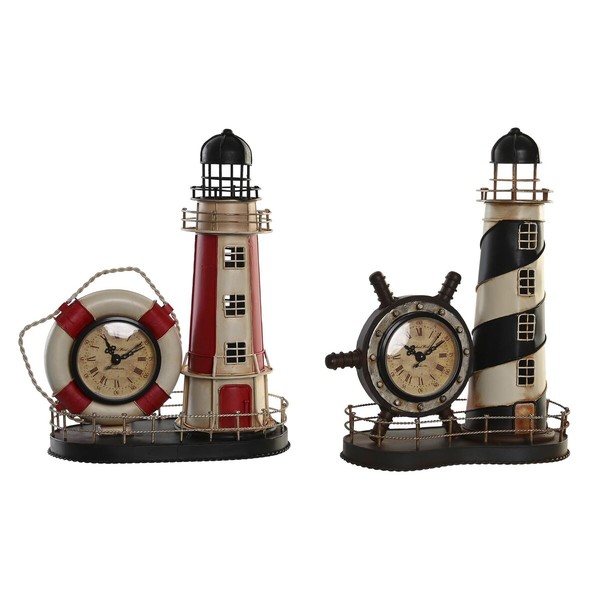 Stalinis laikrodis DKD Home Decor Juoda Raudona Priekinis žibintas Vintage (2 vnt.)