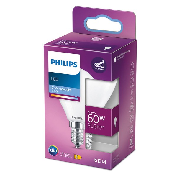 LED Spuldze Philips E 6,5 W E14 806 lm Ø 4,5 x 8 cm (6500 K)
