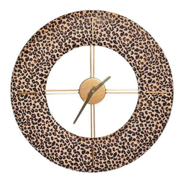 Sienas pulkstenis 48 x 3,5 x 48 cm Sintētiska Auduma Metāls Leoparda