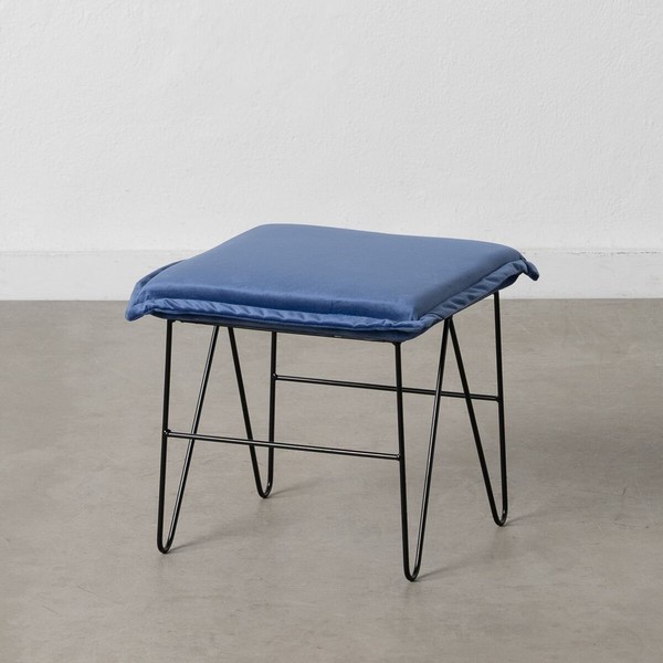 Pufs Sintētiska Auduma Zils Metāls 40 x 40 x 35 cm