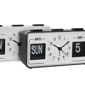 Alarm Clock DKD Home Decor White Black PVC 17 x 5 x 9 cm (2 Units)