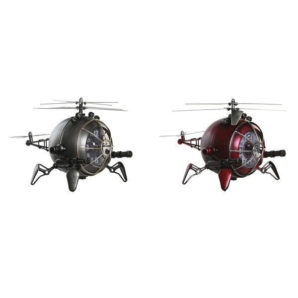 Настольные часы DKD Home Decor Sarkans Sudrabains Helikopters (2 gb.)